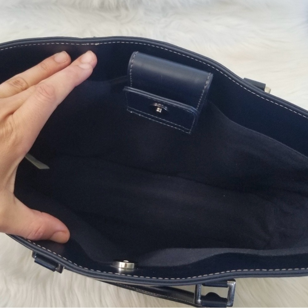 Ralph Lauren Navy Nylon Work Tote with Faux Leather Trim - Picture 3 of 5